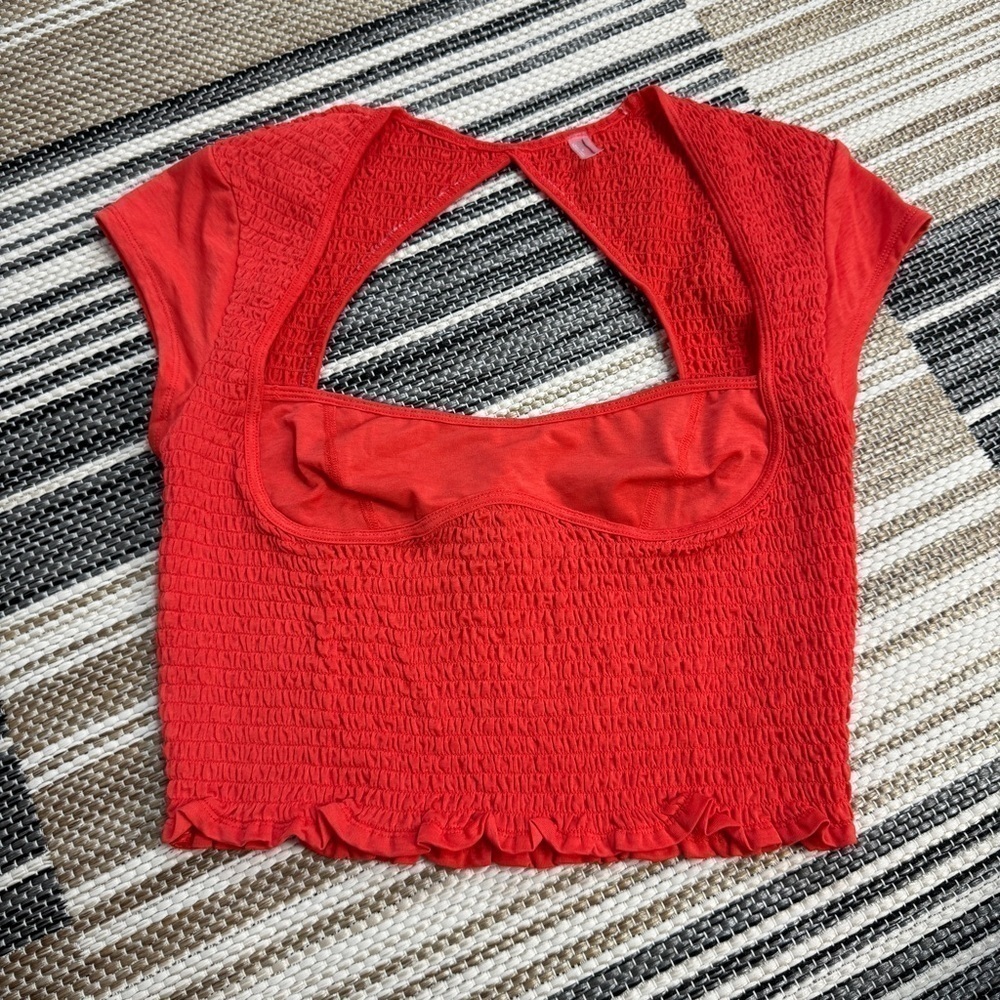 Free People Elasticized‎ Waist Open Back Crop Top Size Medium Women